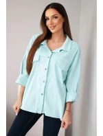 Dámske bavlnené tričko s vreckami mätové