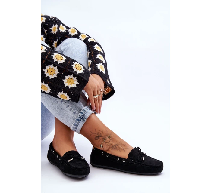 Damskie Zamszowe Mokasyny Czarne Si Passione