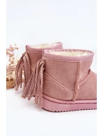 Dětské zateplené sněhule s mašlemi na Růžové model 21641658 - Boto