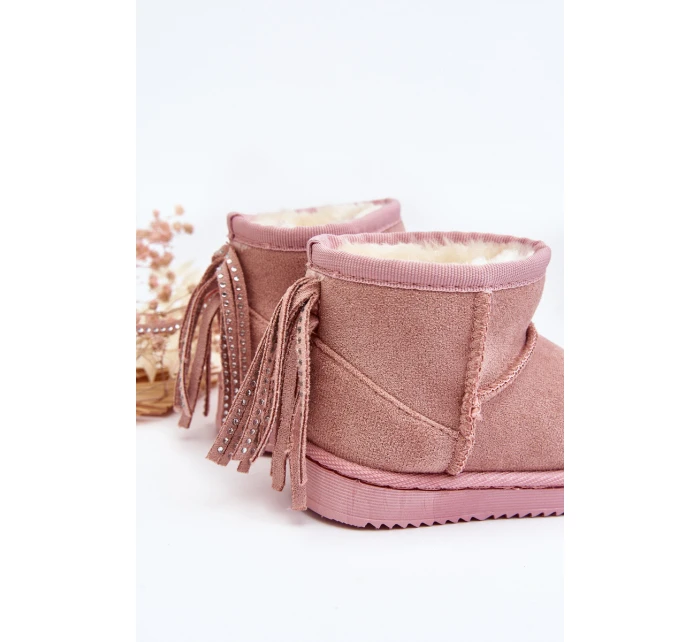 Dětské zateplené sněhule s mašlemi na Růžové model 21641658 - Boto