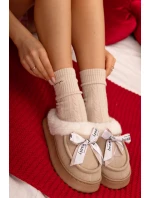 Kapcie Damskie Z Futerkiem I Kokardką Beżowe Fenella Kapcie Damskie Z Futerkiem I Kokardką Beżowe Fenella