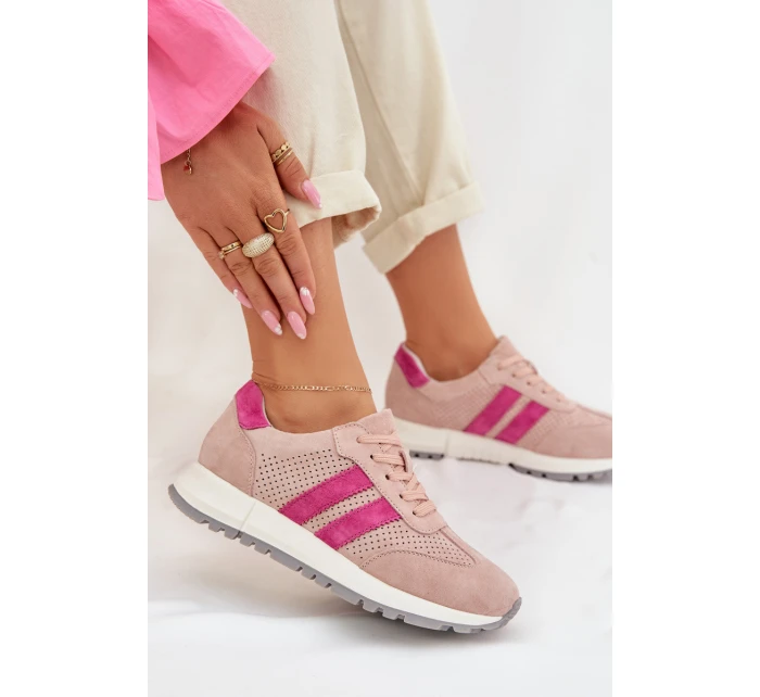 Dámské tenisky z přírodního semiše růžové model 22013945 - EVENTO