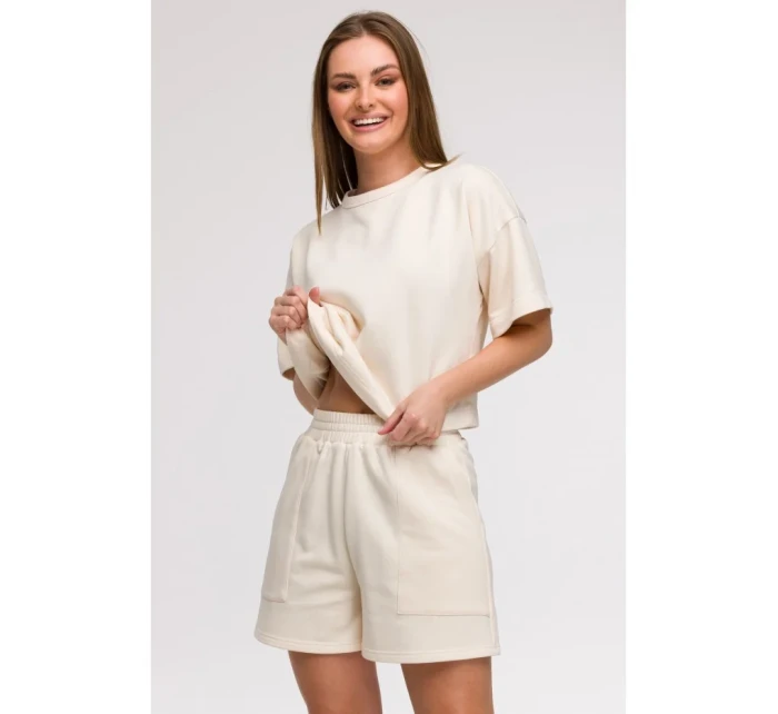 B295 Šortky s vreckami - vanilka
