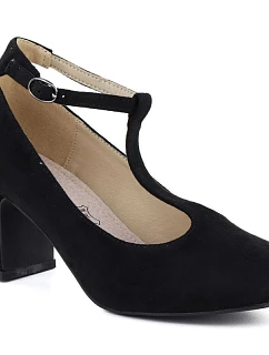 Čierne semišové remienkové lodičky Mascara s ihličkovým podpätkom 834284