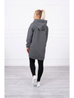 Mikina s kapucňou a nášivkami grafitová