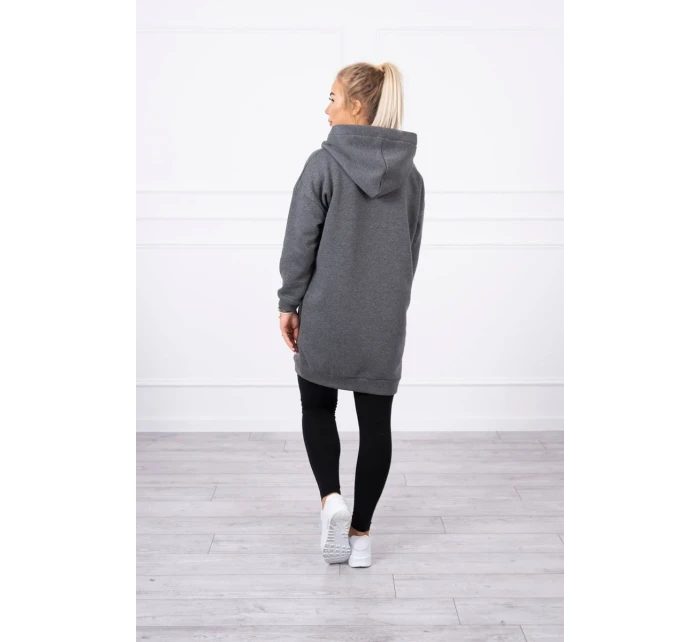 Mikina s kapucňou a nášivkami grafitová