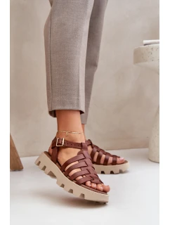 Kožené Dámské Sandály Zazoo model 21682166 Hnědé - Boto