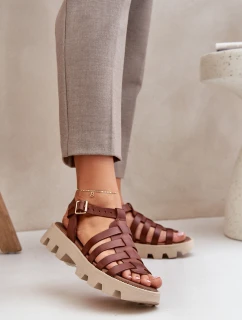 Kožené Dámské Sandály Zazoo model 21682166 Hnědé - Boto