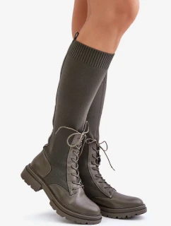 Nazúvacie topánky s ponožkovým zvrškom tmavozelené Iranel