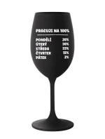 PRACUJI NA 100% - černá sklenice na víno 350 ml