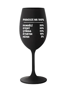 I WORK 100% - čierny pohár na víno 350 ml