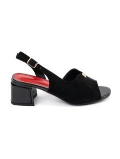 Módne dámske sandále čiernej farby na širokom podpätku