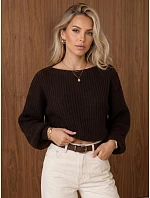 Dámsky krátky sveter s nastaviteľným pásom, čokoládovo hnedý, FashionStreet MY2619 Dámsky krátky sveter s nastaviteľným pásom, čokoládovo hnedý, FashionStreet MY2619