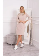 Šaty s kapucňou a vreckami béžovej