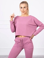 Súprava s oversize blúzou tmavo ružová