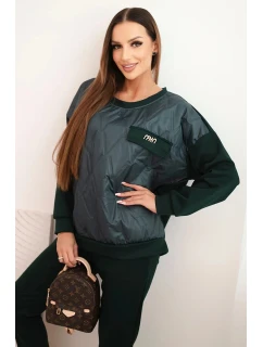 Dámský souprava z viskózy s model 21439234 mikinou a kalhotami tmavě zelený - K-Fashion