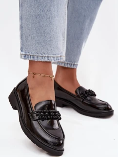 Dámské lakované mokasíny s korálky S.Barski model 21713917 Černé - D&A