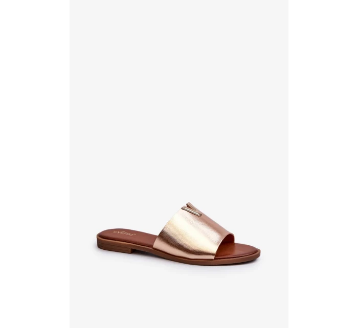 Dámske ploché papuče na podpätku z ekokože, zlaté Maliha