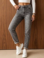 Jeansy damskie mom fit z wysokim stanem szare FashionStreet UY3247