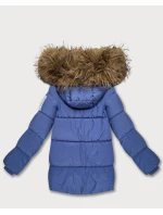 Světle modrá péřová bunda s kapucí model 21809049 - HAPPY HOUSE