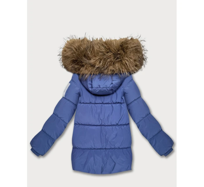 Světle modrá péřová bunda s kapucí model 21809049 - HAPPY HOUSE