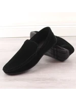 Pánské semišové prolamované mokasíny černé model 21904542