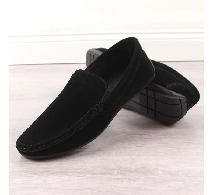 Pánské semišové prolamované mokasíny černé model 21904542
