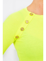 Šaty s ozdobnými gombíkmi žlté neónové