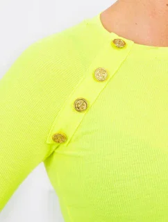 Šaty s ozdobnými gombíkmi žlté neónové