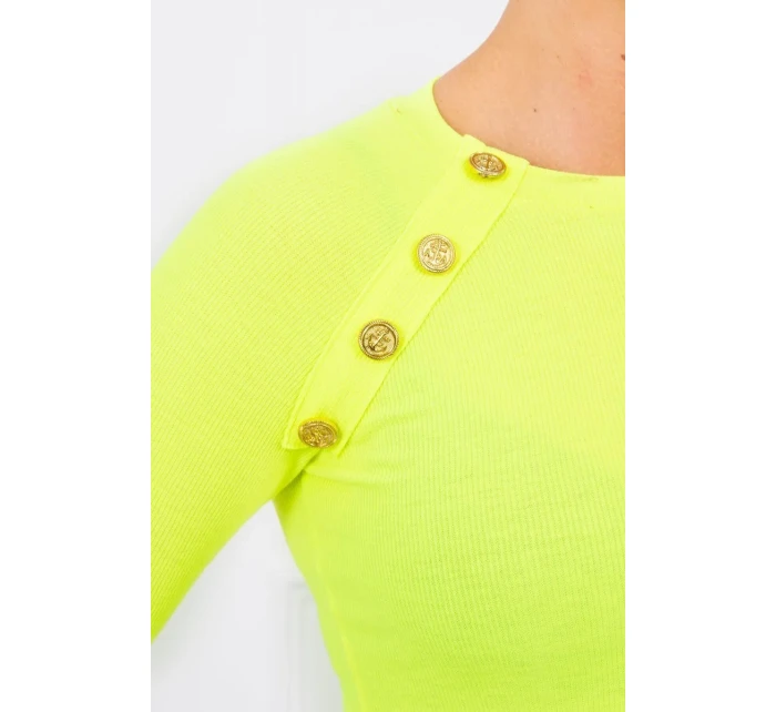 Šaty s ozdobnými gombíkmi žlté neónové