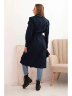 Dámský kabát v pase se zavazováním s límcem model 21959058 - K-Fashion Dámský kabát v pase se zavazováním s límcem model 21959058 - K-Fashion