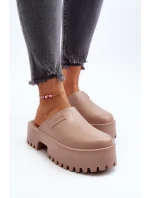 Damskie Klapki Na Masywnej Podeszwie Big Star NN274016 Beżowe Damskie Klapki Na Masywnej Podeszwie Big Star NN274016 Beżowe