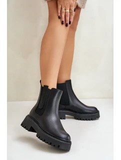 Skórzane Ocieplane Botki Sztyblety Damskie Big Star OO274A386 Czarne