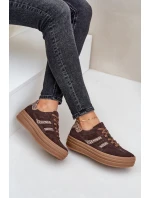model 21679935 Semišové Sneakersy Na Platformě Leopardí Čokoládové - Zazoo