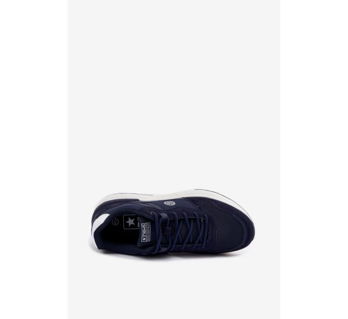 Buty Sportowe Sneakersy Męskie Na Platformie Granatowe Hanirin