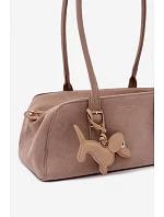 Kabelka z imitace semiše s přívěskem béžová model 22111592 - Flora&Co