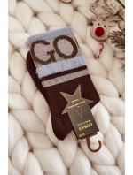 Dámske bavlnené ponožky GO-GO s kožušinou COSAS Brown