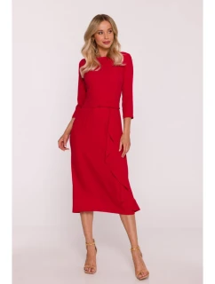 Šaty s volánkem model 21857916 červené - STYLOVE