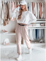 Dámske nohavice chinos s opaskom ružové FashionStreet UY2551 Dámske nohavice chinos s opaskom ružové FashionStreet UY2551
