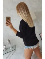 Americká dievčenská grafická blúzka čierna S/M - L/XL