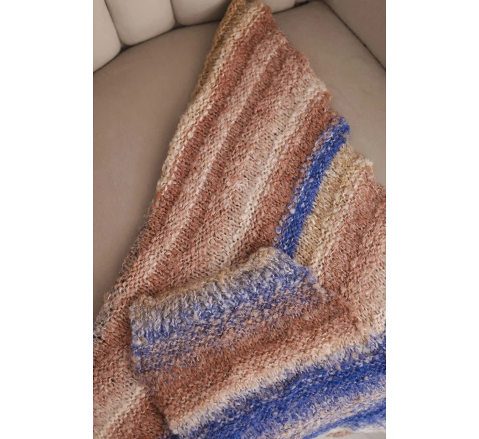 Dámsky šál z mäkkej a teplej vlny vo farebných pruhoch KN19 tmavo púdrovo ružovej farby