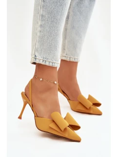 Podpatky s odhalenými patami a mašlí Žluté Eklevia