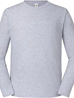 Fruit of the Loom Iconic 195 LSL Pánske tričko z hrubej bavlny s dlhými rukávmi 16.1360 heather grey