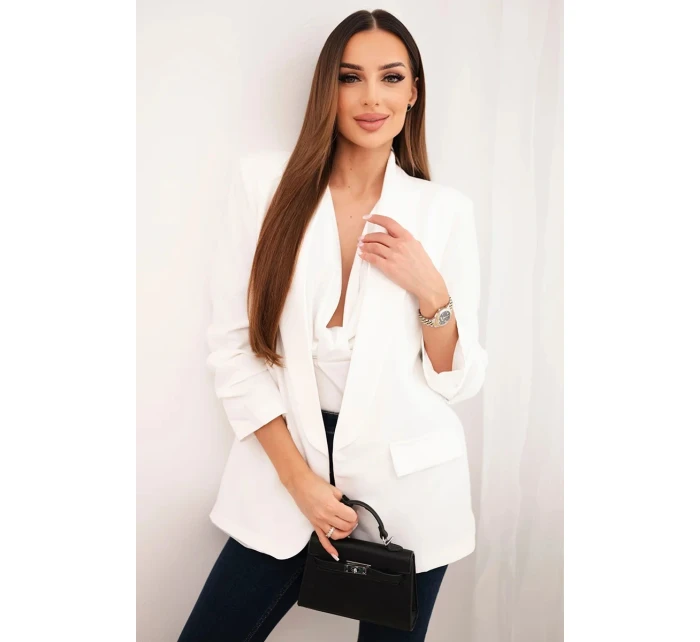 Sako s klopami elegantné ecru