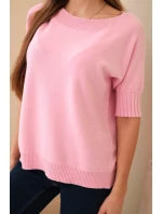 Dámsky viskózový sveter s krátkym rukávom candy pink Dámsky viskózový sveter s krátkym rukávom candy pink