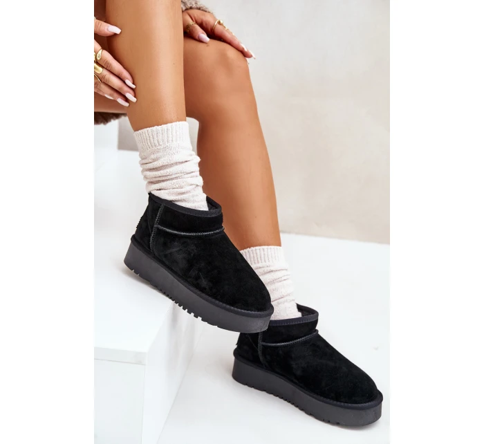 Dámské semišové sněhule na platformě černé model 21670434 - Boto