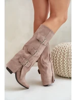 Topánky na podpätku s ohnutou holennou časťou a prackami Béžová Vamissa Topánky na podpätku s ohnutou holennou časťou a prackami Béžová Vamissa