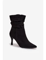 Dámska členková obuv na ihlovom podpätku s prelisovaným zvrškom Ulisse - čierna, eko semiš Dámska členková obuv na ihlovom podpätku s prelisovaným zvrškom Ulisse - čierna, eko semiš