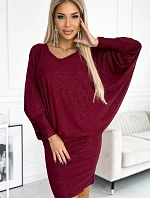 402-4 Netopierie šaty - bordové s brokátom