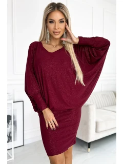 402-4 Netopierie šaty - bordové s brokátom